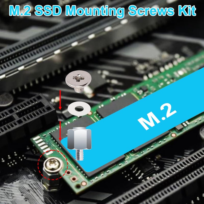 Bemaka M.2 SSD Mounting Screws Kit, M.2 Motherboard Standoffs and Screws, NVMe Screw with Magnetic Screwdriver, Used for Mainboard Repair of Laptop & Computers - Image 4